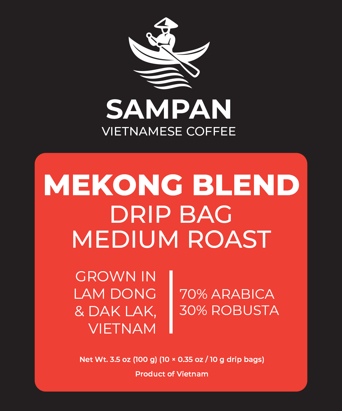 Sampan Mekong Blend Drip Bag Coffee 100g (10 pk x 10g)