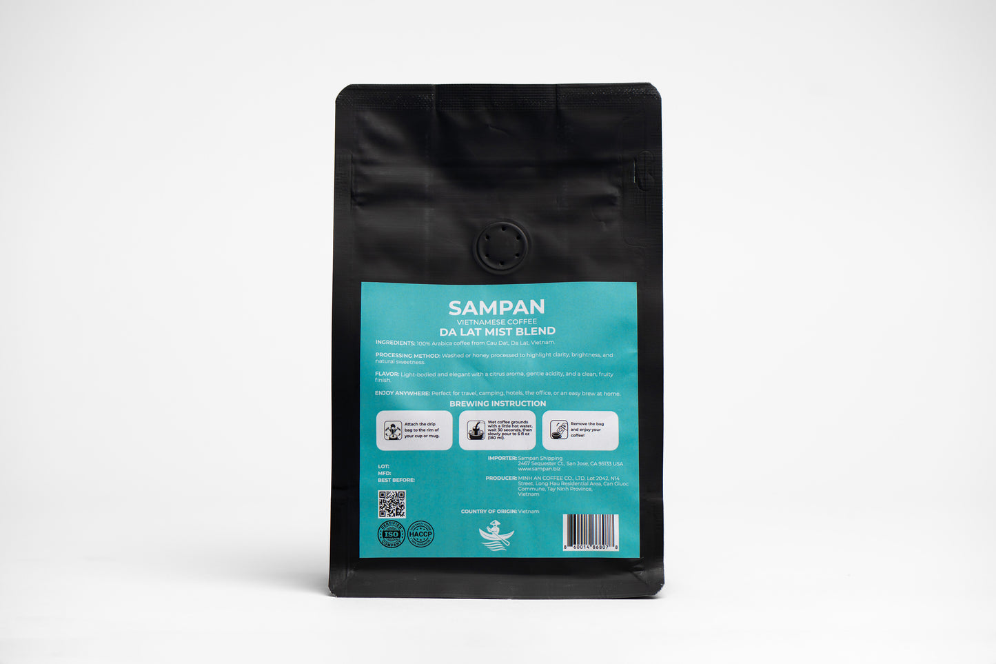 Sampan Da Lat Mist Drip Bag Coffee 100g (10 pk x 10g)
