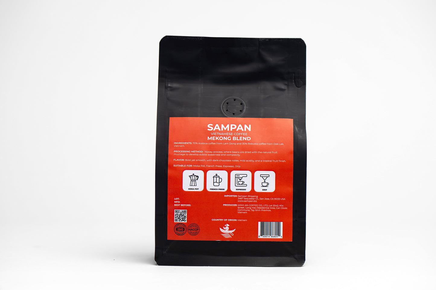 Sampan Mekong Blend Whole Bean Coffee 250 g / 8.8 oz