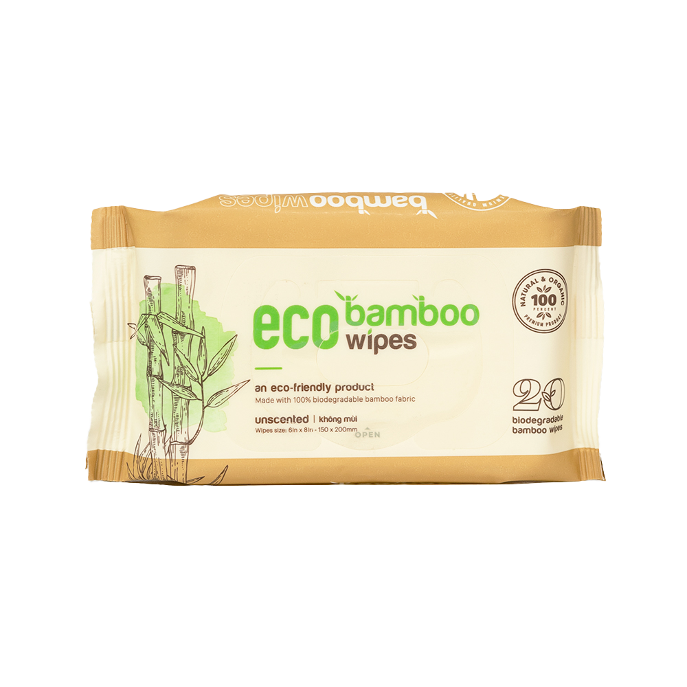 BAMBOO WIPES - 20 SHEETS PER PACK