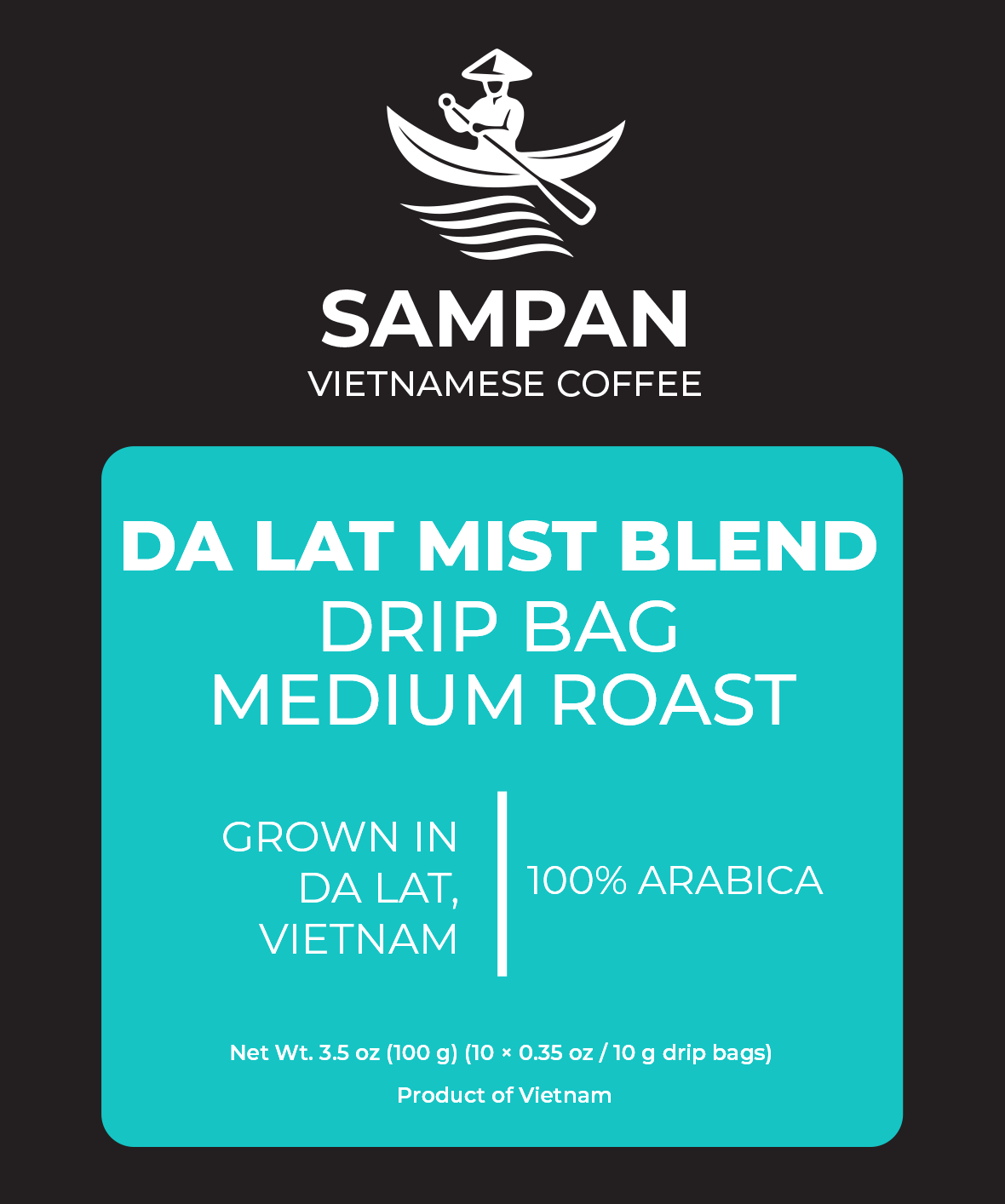 Sampan Da Lat Mist Drip Bag Coffee 100g (10 pk x 10g)