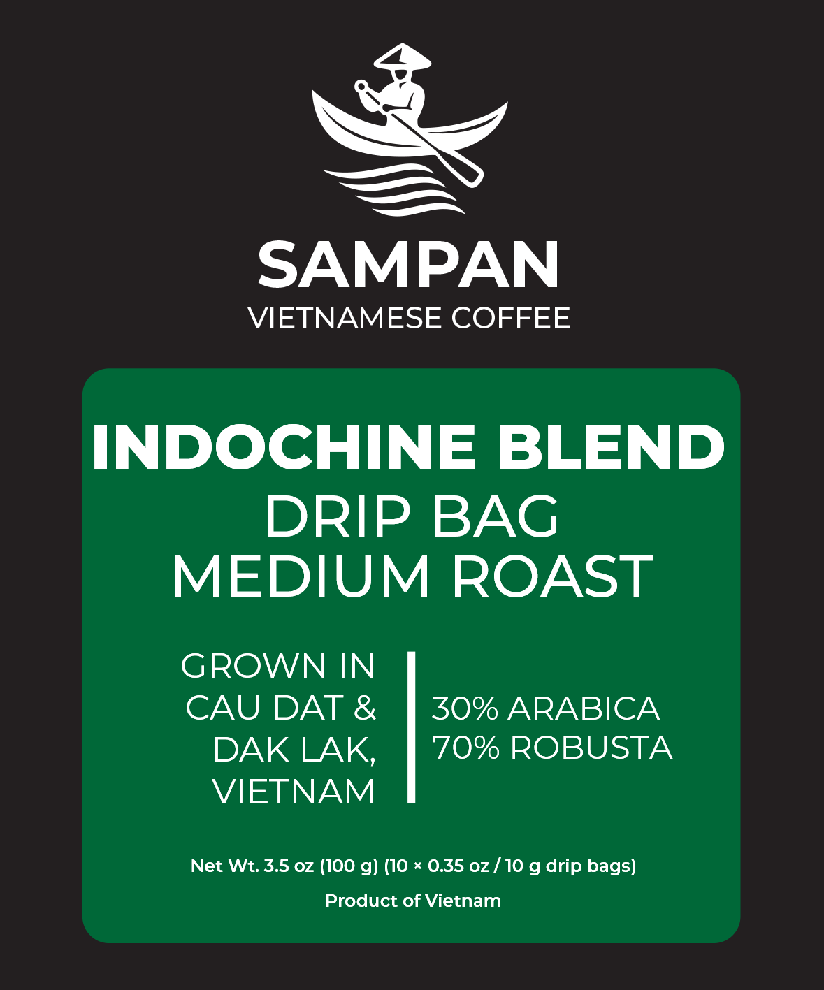 Sampan Indochine Blend Drip Bag Coffee 100g (10 pk x 10g)