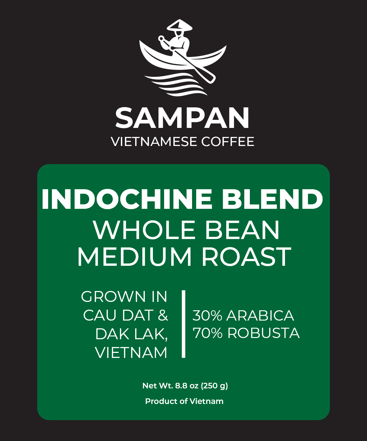 Sampan Indochine Blend Wholebean Coffee 250 g / 8.8 oz