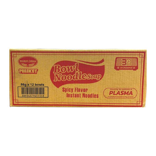 MILIKET Hot & Spicy Bowl Instant Noodles (12 x 86g)