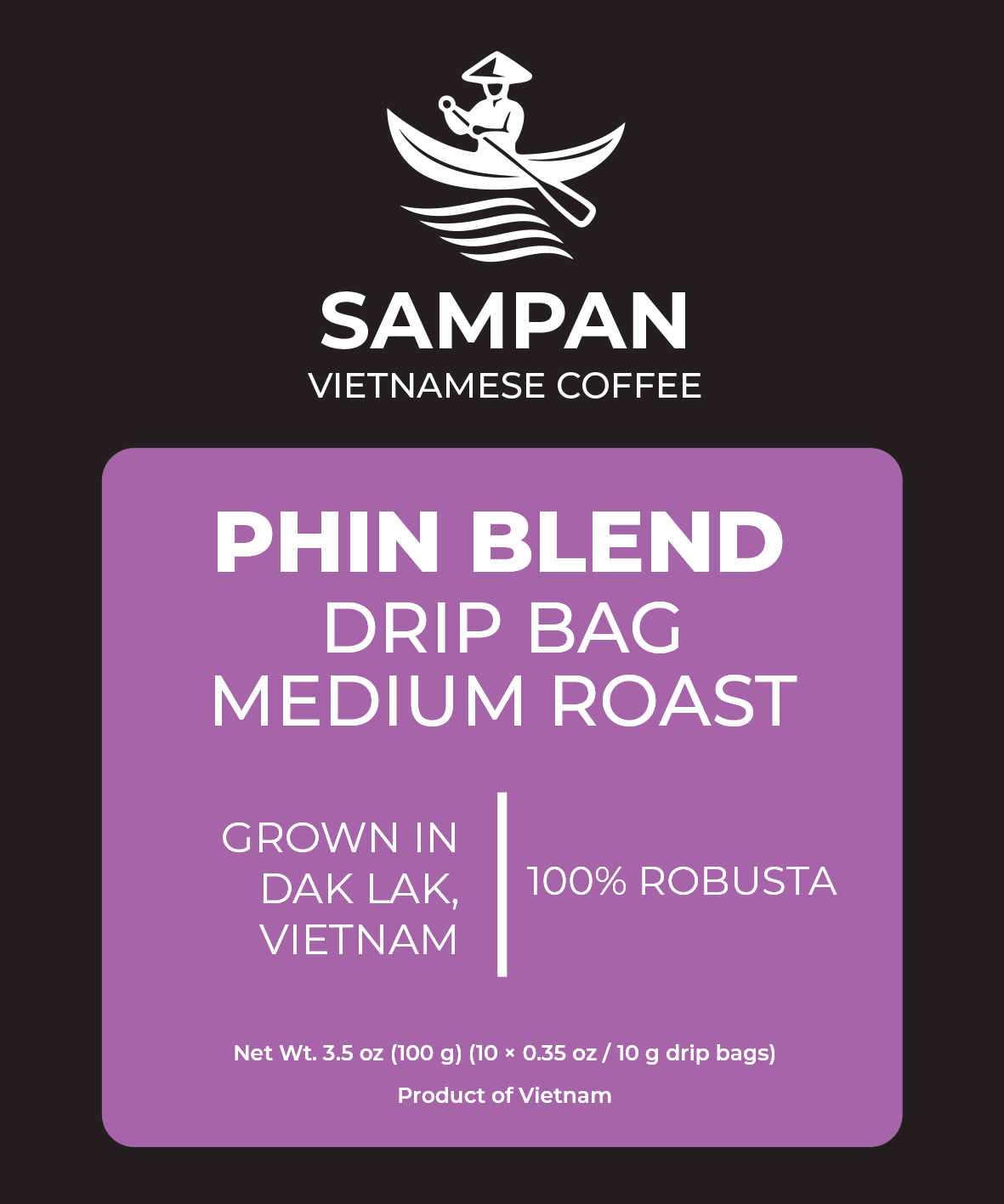 Sampan Phin Blend Drip Bag Coffee 100g (10 pk x 10g)