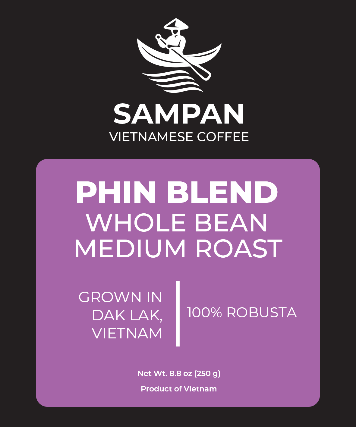 Sampan Phin Blend Wholebean Coffee 250 g / 8.8 oz