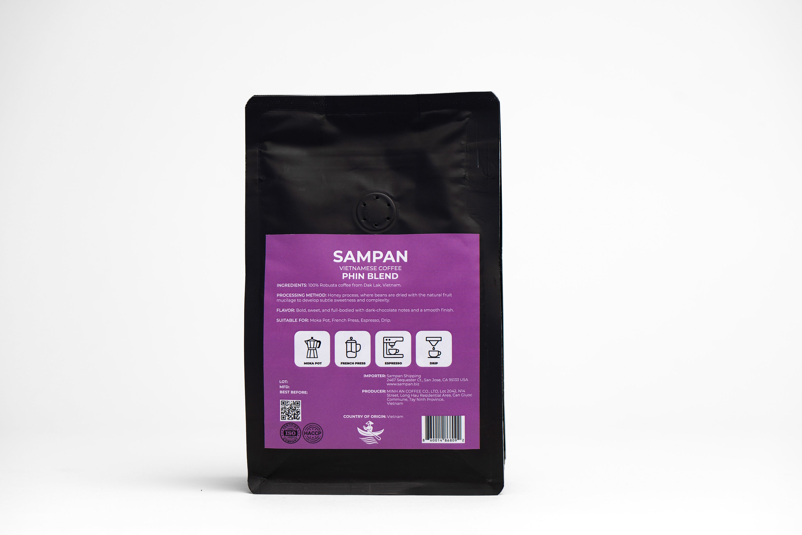 Sampan Phin Blend Wholebean Coffee 250 g / 8.8 oz